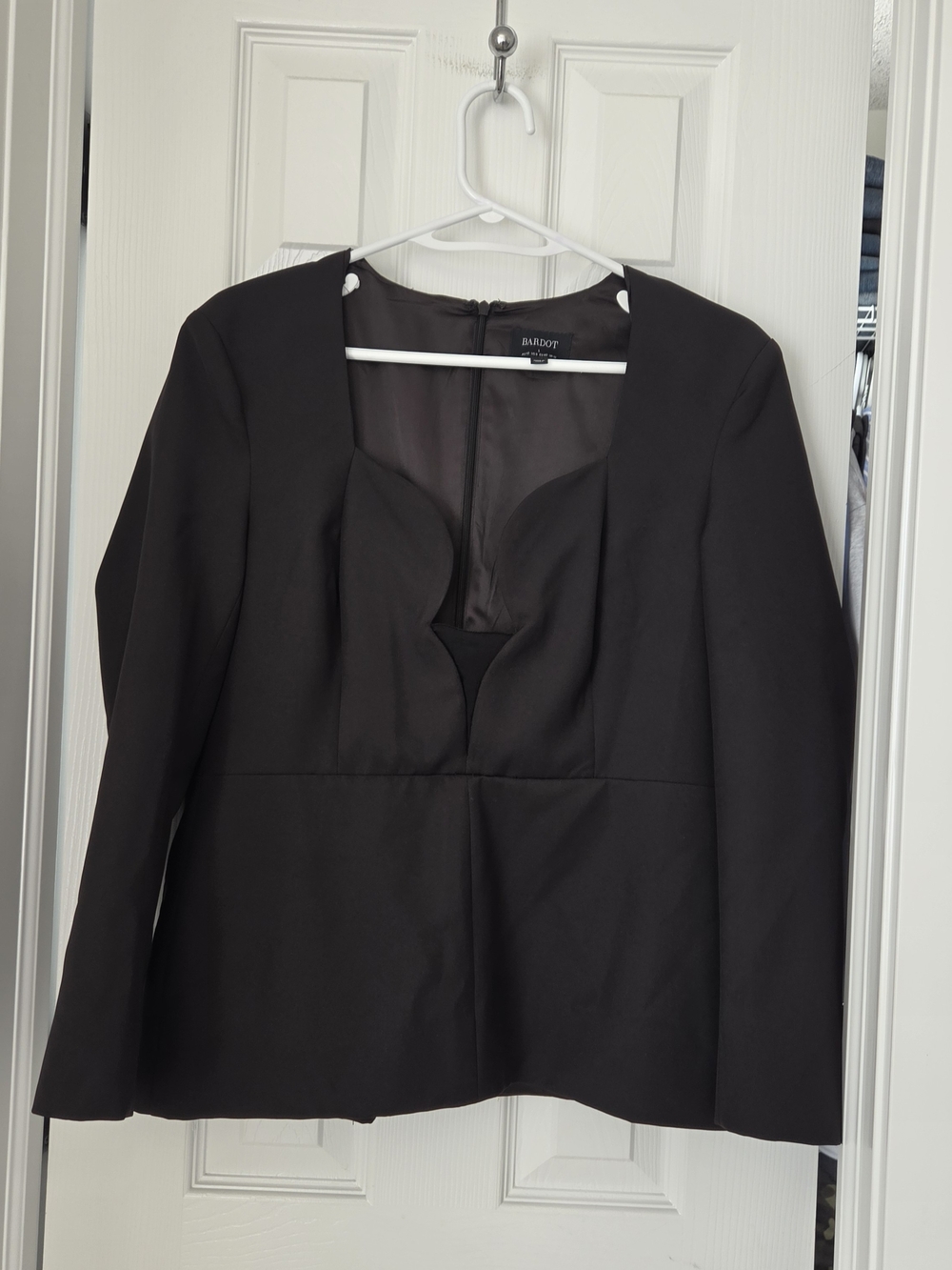 Bardot Black Structured Open-Neck Blazer Style Top Size 8